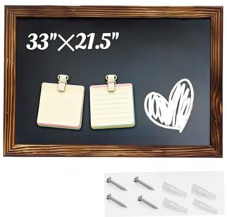 Wall Mounted Magnetic Chalkboard, 54 X 84cm Large Blackboard Notice Board | Chalk board with wooden frame, magnet included, liquid chalk and regular chalk applicable, vertical or horizontal hanging