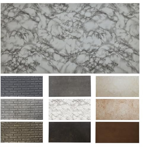 MDEKOR Lot de 80 panneaux muraux en marbre - 50 x 100 cm - XPS 3D - Revêtement mural aspect marbre - 80 pièces = 40 m² - Gris - Panneaux décoratifs de 4,5 mm d'épaisseur - Plaques décoratives en