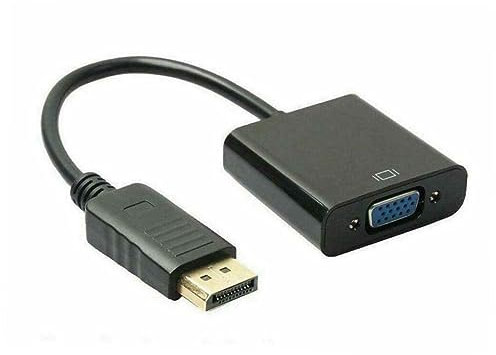 Uonlytech Adaptateur Displayport vers Vga Mâle-Femelle Convertisseur Vidéo Haute Résolution sans Alimentation Externe Compatible Multi-écrans Câble Robuste Noir