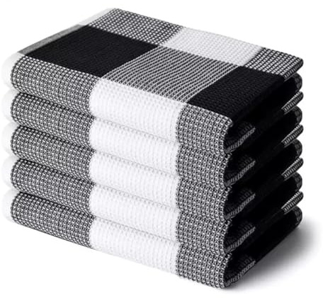 HAK ideas LTD Premium Kitchen Towel Set - Pack of 5 | 100% Cotton Dish Cloths, Tea Towels & Kitchen Cloths | 70x50 cm Large Size | Elegant, Durable, and Highly Absorbent | Perfect for Everyday Use