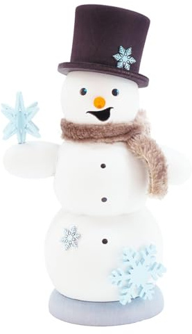 Kuhnert Rauchmann/Räucherfigur aus Holz - Schneemann mit Schneesternen - Größe: ca. 13 cm - Made in Germany