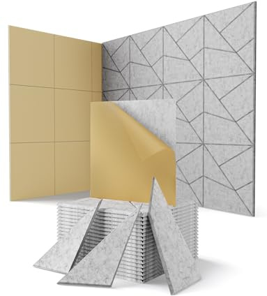 18 Stück Akustikplatten Selbstklebend, Akustik Schallabsorber Panels für Wand & Gaming Zimmer mit Liniendesign & Zuschneidbar | Acoustic Akustikplatte für Studio, Tür & Wall (Grau, 30x30x0,9cm)