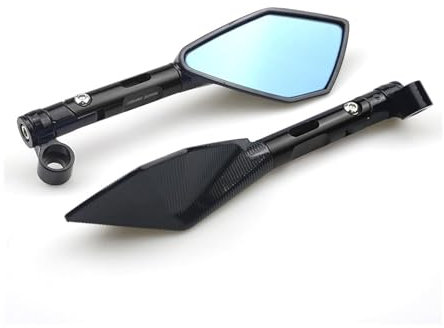 Motorrad Lenkerendenspiegel Für Kawa&saki Z900 Z900RS Z800 Z1000 Motorrad Zubehör CNC Aluminium Rückspiegel Blau Glas Rückspiegel(Short Black)