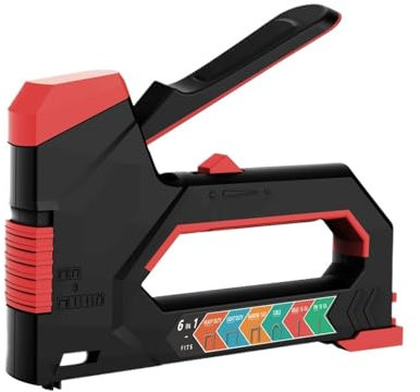 Clavadora de clavos, pistola de clavos, Pistola Grapadora De Alta Resistencia 6 En 1, Pistola Manual De Clavos Con 6000 Grapas For Tapicería, Reparación De Materiales, Carpintería, Hogar, Bricolaje Pa