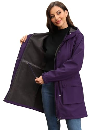 Chaqueta impermeable ligera de invierno para mujer, abrigo cálido con forro polar, chaqueta larga de softshell