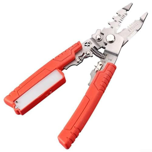 Eawfgtuw Professional Wire Stripper Crimper Cable Cutter Pliers 8.4 Inch Multifunctional Stripping Tool with Voltage Tester Chrome Vanadium Steel for Electricians