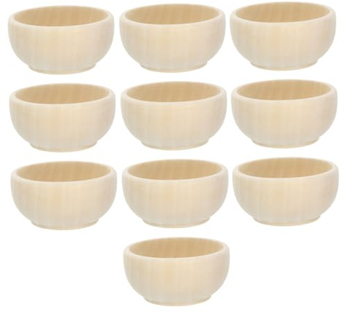 Ciotole di Legno Mini Non Finite 10 Pezzi per Bricolage | Khaki, Levigate e Leggere, Forma a Ciotola, per Progetti Artistici e Decorazione