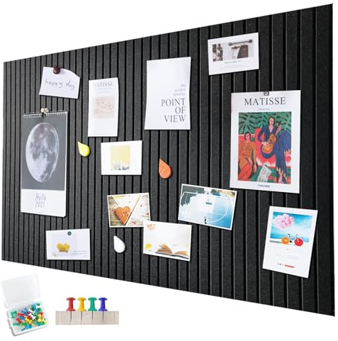 Stor filt anslagstavla självhäftande, 120 x 90 cm filtbräda, dekorativ anslagstavla av filt, 0,9 cm tjock, vikbar fototavla memotavlor memo brädor bulletin board väggdekoration för kontor kök, svart