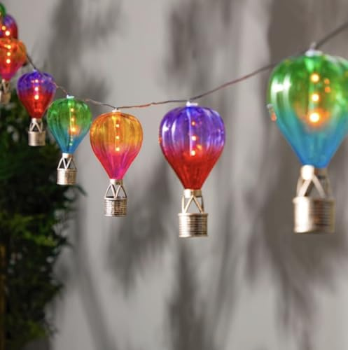 Hot Air Balloon Solar String Lights, 4.5m, Multicolour