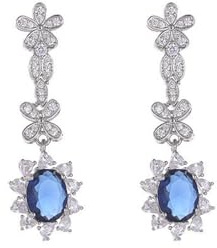 S925 Silver med Natural Jade Blue Flower Ear Stud Örhängen för Kvinnor Yoga Äkta