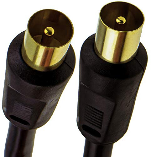 kenable RF Coaxial RG6 TV Aerial Lead Coax Male Plug to Plug Black Cable GOLD 0.5m [0.5 metres]