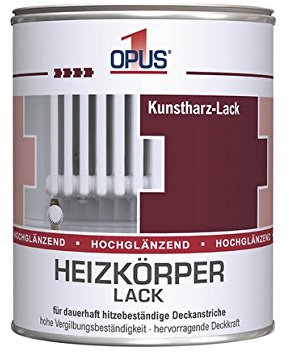 Opus 1 Kunstharz Lack, 750 ml Heizkörperlack, Weiß Hochglänzend, hitzebeständige Deckanstriche