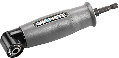GRAPHITE Winkelgetriebe Bitsockel abgewinkelt, 90 Grad Winkel, Bitsockel für schwer zugängliche Stellen, 1/4 6,35 mm Antriebsvierkant, Magnethalter, Winkelaufsatz, maximale Drehzahl 600 min-¹