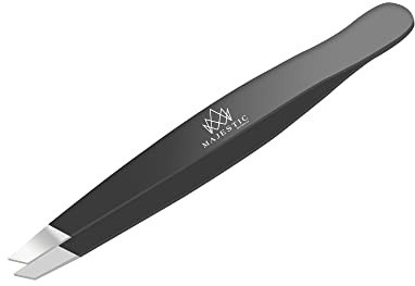 Majestic Bombay Slant Tweezers for Women and Men – Splinter Ticks, Facial, Eyebrows and Ingrown Hair Removal–Sharp, Needle Nose, Surgical Tweezers Precision best tweezers for chin hair and Plucking