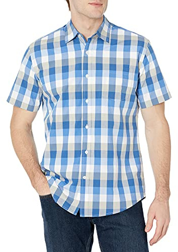 Amazon Essentials Men's Shirt, Blue (Blue/Grey), XX-Large
