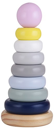 Kindsgut Stapelturm aus Holz für Babys und Klein-Kinder, Schlichtes Design, dezente Farben, Spiel-Spaß mit Scheiben-Turm, fördert die Feinmotorik, kindgerecht