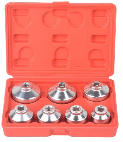 DAYUAN 7pcs 3/8 24mm-38mm Cap Oil Filter Socket Set, Oil Filter Wrench Set Compatible for BMW Mercedes VW Paper Cartridge Housing