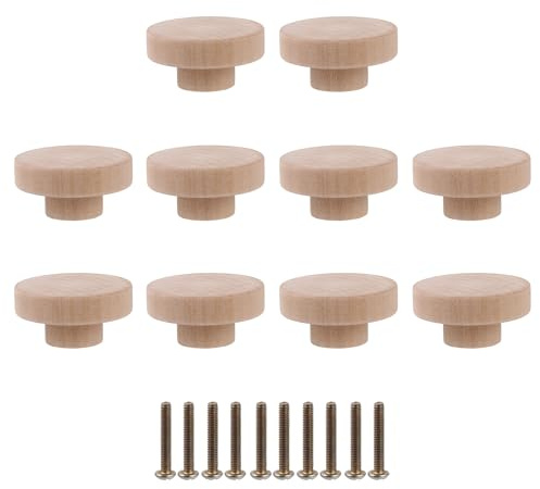 BQLZR Hölzerne Möbel Runde Pull Knob 50x25 mm Hölzerne Hardware Runde Pull Knob für Schrank Schublade Schuhkarton Schranktür Packung mit 10 Home Accessories