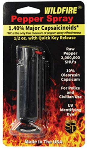 Wildfire 1.4% MC 1/2 oz pepper spray hard case with quick release keychain black