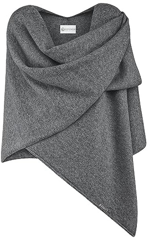 Giesswein Merino Lambswool Poncho Merino Lambswool Poncho Gris, One - Jersey élégant en Maille Fine 100% Laine d'agneau, Ècharpe XXL, Cape et Poncho Doux pour Femmes, Tabouret pour l'été et l'hiver