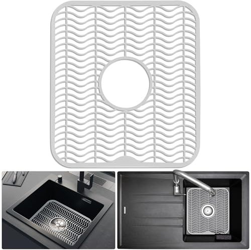 DecorRack Sink Protector Mat for Kitchen Sink, 30 x 28 cm Plastic Sink Grid, Scratch Guard, Sink Mat Protector for Stainless Steel or Ceramic Sink, Dishwasher Safe (White)
