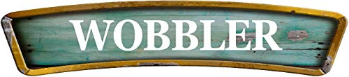 ANY AND ALL GRAPHICS WOBBLER Teal Curved 4x18 Shaped Weathered Rustic Painted Wood Look Novelty décor Composite Aluminum Beach Cottage Sign.
