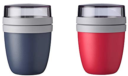 Mepal - Lunchpot Mini Ellipse Mixed - Nordic Black + Vivid Lilac – 300 ml praktischer Reisebecher, Joghurtbecher, To go Becher – Geeignet für Tiefkühler, Mikrowelle und Spülmaschine, 420 ml
