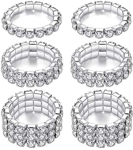 HLIN 6pcs Elastic Crystal Toe Ring Silver Rhinestone Accessories Body Jewelry…