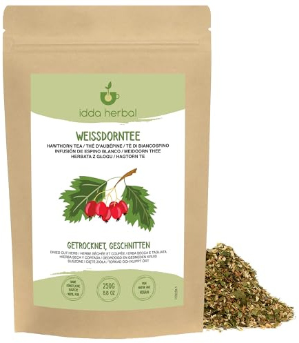 IDDA Herbal Espino Blanco Infusión 250g, Hojas y Flores de Espino Blanco Secas y Cortadas, Té Suelto