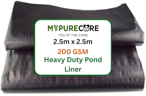MYPURECORE Pond Liner – Various Sizes – Heavy Duty HDPE Material - UV & Tear Resistant, Flexible for Koi & Fish Pools, Water Gardens - Ideal for Small to Large Ponds, Wildlife (2.5m x 2.5m)