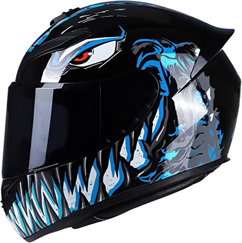 Motorradhelm, Motorradhelm Integralhelm Rapid Street Helm Unisex Erwachsene Cool Four Seasons Street Touring Motorradhelm,Blau,L