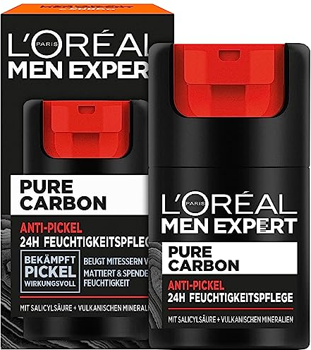 L'Oréal Men Expert Anti-Pimple Moisturiser, Effectively Fights Pimples, Pure Carbon, 1 x 50 ml