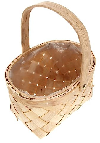 FOMIYES Rattan-aufbewahrungsbehälter Gewebter Holzkorb Mit Griff Tragbarer Aufbewahrungsbehälter Für Haushaltswaren Natürliches Bambus Und Holzdesign Vielseitig Einsetzbar Für Wäsche Spiel