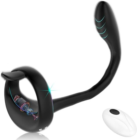ChicLSQ Prostata Massagegerät mit Penisring Vibratoren Analvibratoren 9 Vibrationsmodi und Fernbedienung Silikon Cockring Klitoris Stimulator G Punkt Vibrator Analplug Sexspielzeug für Männer Paar
