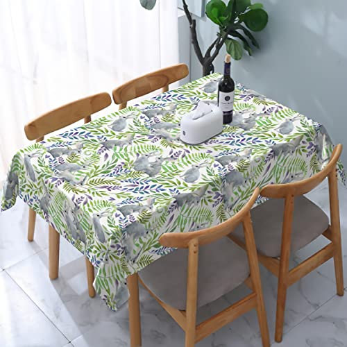 Osterhasen rechteckige Tischdecke 54 x 72 Zoll niedliche Hasen Kräuter Blumen Kinderzimmer Zweige waschbare Falten Tischdecke auslaufsichere Tischdecke aus Polyester schmutzabweisend für drinnen und