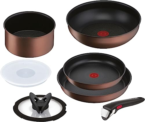 Tefal L78791 Handle Removable Pot Frying Pan Set, 7-Piece Set, Compatible with IH Gas Fire, Ingenio Neo IH Mocha, Non-Stick