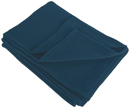 Sunlusso Polar Fleecedecke Dunkelblau, 150 x 200 cm, 170 GSM - leichte Kuscheldecke für Paare, flauschig & weich - Reisedecke Auto & Flugzeug - Schondecke für Sofa & Couch