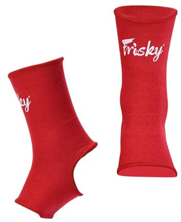 perfeclan Muay Thai Tobilleras, Muay Thai Foot Braces, Equipo de protección para pies, Tobilleras de Boxeo para Boxeo, Gimnasio, Kickboxing, rojo S