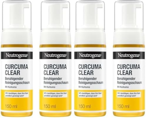Neutrogena Curcuma Clear Beruhigender Reinigungsschaum, 2 x 150 ml | sanfte Gesichtsreinigung mit Kurkuma, schonender und Öl-freier Make-up Entferner bei unreiner, sensibler Haut