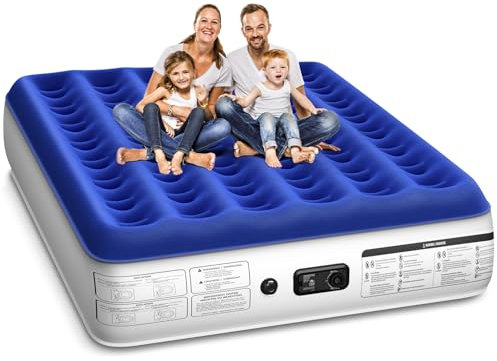 Xsleep Queen Air Mattress with Built in Pump Luxurious Comfort Raised Inflatable Mattress Queen Airbed Blow Up Mattress for Home and Guests Air Bed 2 Mins Fast Inflate/Deflate 660 lbs Max