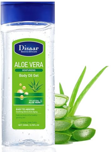 Moisture Aloe Vera Oil Gel- Body Oils Gel Care - 100% Aloe Vera Extract Moisturiser for Dry Skin - Calm Skin Body Oil for Skin Cooling, Soothing, Refreshing - Vegan Cruelty-free