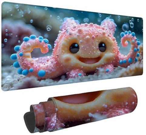 Tapis de Souris Mignon Tapis de Souris XXL Pieuvre 1500x800x4mm Tapis Souris Gamer, sous Main Bureau Ordinateur Portable, Mouse Pad Bords Cousus Caoutchouc Antidérapante, pour Souris et Clavier A-23