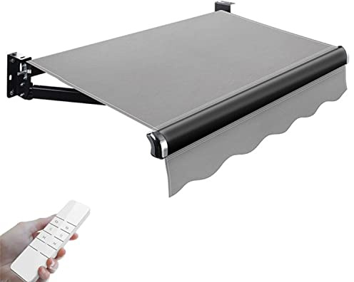 Retractable Electric Awning with Remote Control & Manual Crank - Sunshade Shelter for Patio Doors and Windows, Durable Outdoor Protection,
