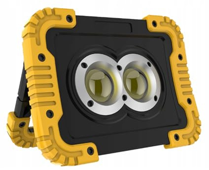 Akku-LED-Baustrahler 20W 1000LM – superheller Arbeitsstrahler mit Ständer, verstellbar, tragbar, wasserdicht und wiederaufladbar – ideale Arbeitsleuchte für Werkstatt, Powerbank-Funktion. (20W 1000lm)