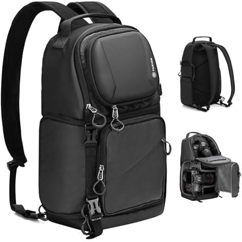 TARION Compact Camera Sling Bag: 2-in-1 Dual Strap Convertible Photo Backpack & Shoulder Bag 9L with Side Access Waterproof Raincover for Travel Photography for DSLR SLR Mirrorless Cameras TR-S
