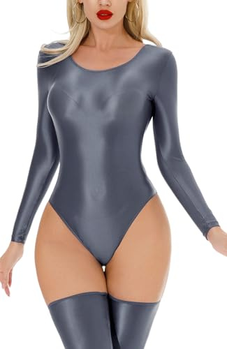 Maeau Dam body tunn transparent stringbody olja glänsande leotard bodysuit figurnära babydoll nattkläder M-XL