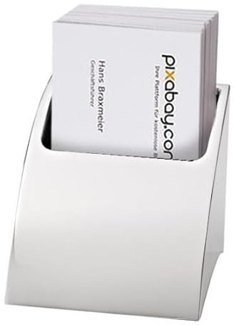 Visitenkartenetui für den Schreibtisch, versilbert, exklusives Design, 71 x 67 x 61 mm, Silber