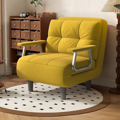 Fabulcozy 4-in-1 Folding Sofa Bed, Single Convertible Chair Bed with 5-Position Backrest & Pillow, Padded Sleeper Couch for Living Room Guest