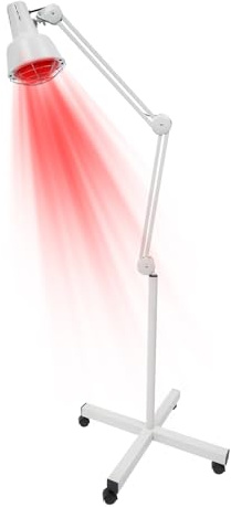 ClearFragrans Lámpara infrarroja, lámpara de luz roja, lámpara de calor con base y ruedas, terapia de calor, luz roja infrarroja, soporte de suelo, alivio del dolor, ligereza, relajación muscular