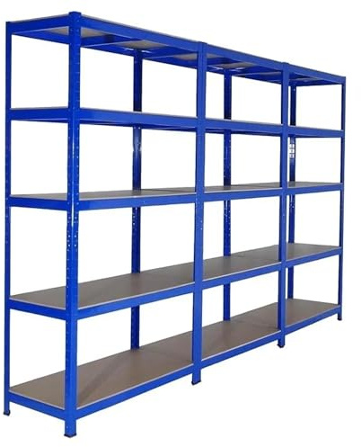 5 Tier Blue Storage Rack Heavy Duty Shelving Galvanised Steel Garage Shelves | Heavy Duty Shed Storage Racking Shelf | For Warehouse, For Workshop | For Office (Blue, 150cm x 70cm x 30cm, Pack of 3)